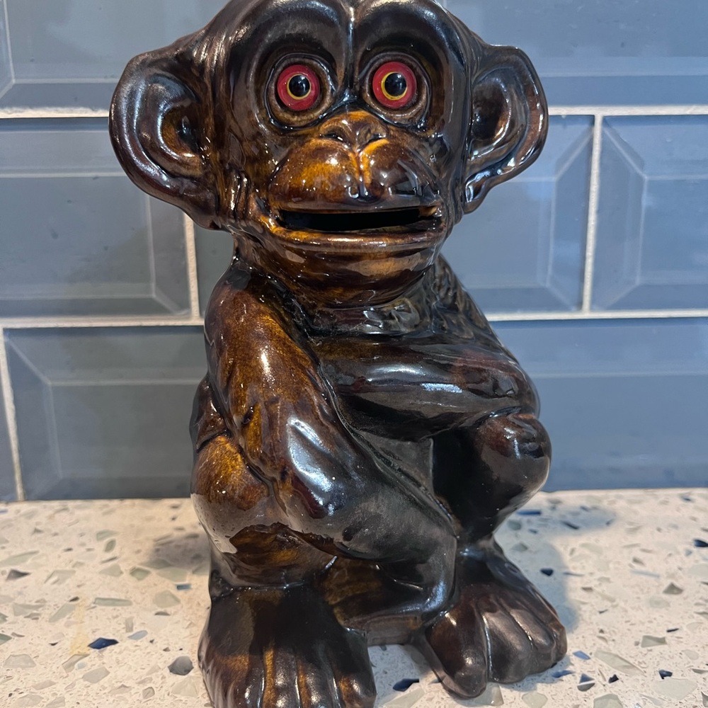 Vintage Haeger Monkey Coin Bank #8032 No stopper